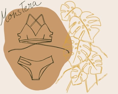 DaDa bikinis dessin du modèle Monstera galbe et maintient